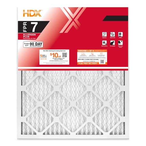 HDX 17.5 in. x 29.5 in. x 1 in. Allergen Plus Pleated Air Filter FPR-7, MERV-11 (2-Pack)