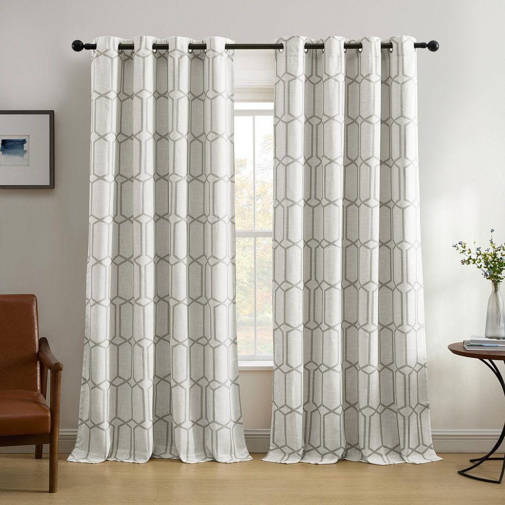 Elrene Gray Trellis Blackout Curtain - 52 in. W x 95 in. L