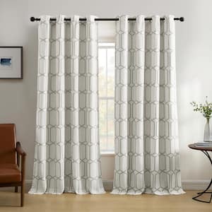Kaiden Geometric Room Darkening Window Curtain, Gray - 52''W x 84''L