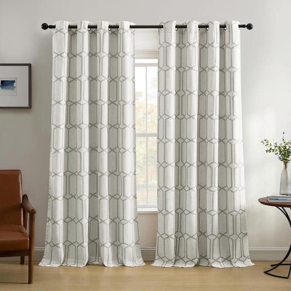 Kaiden Geometric Room Darkening Window Curtain, Gray - 52"W x 84"L