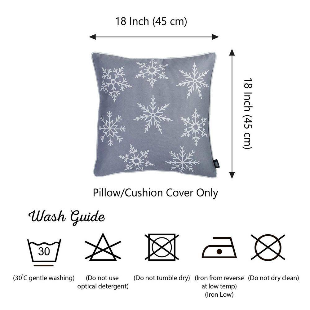 Gray and White Christmas Snowflake Polyester Pillow Covers Set of 4