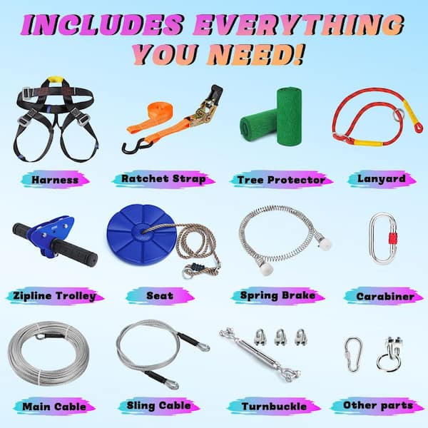 Zipline Series 105 ft. Backyard Outdoor Recreation Kit with