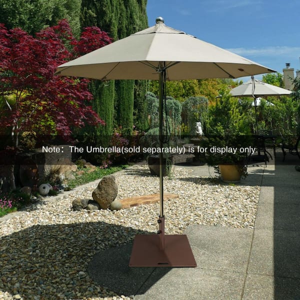 50 lbs Weighted 24 in. Square Patio Umbrella Base in Brown
