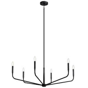 Madden 38 in. 6-Light Black Modern Candle Chandelier for Dining Room