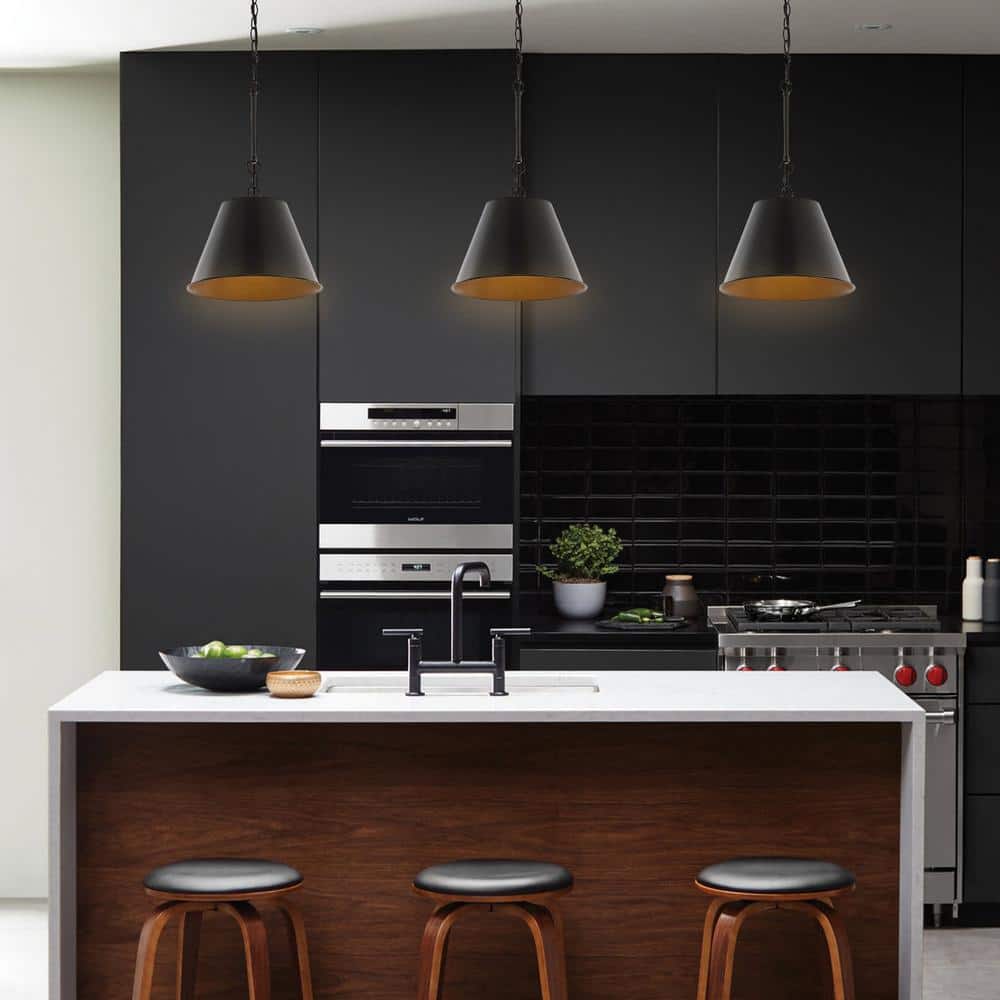 Harper 12" Black Industrial Farmhouse Iron LED Pendant