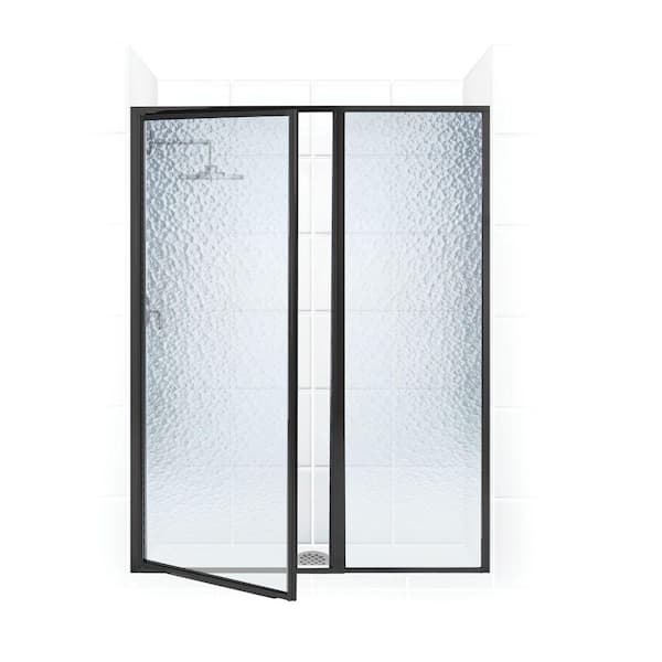 Legend 45.5 in. to 47 in. x 69 in. Framed Hinged Swing Shower Door with Inline Panel in Matte Black with Obscure Glass