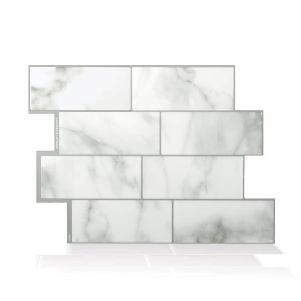 smart tiles Metro Carrera Grey  in. W x  in. Vinyl H Peel and  Stick Self-Adhesive Decorative Mosaic Wall Tile Backplash SM1080-1 - The  Home Depot