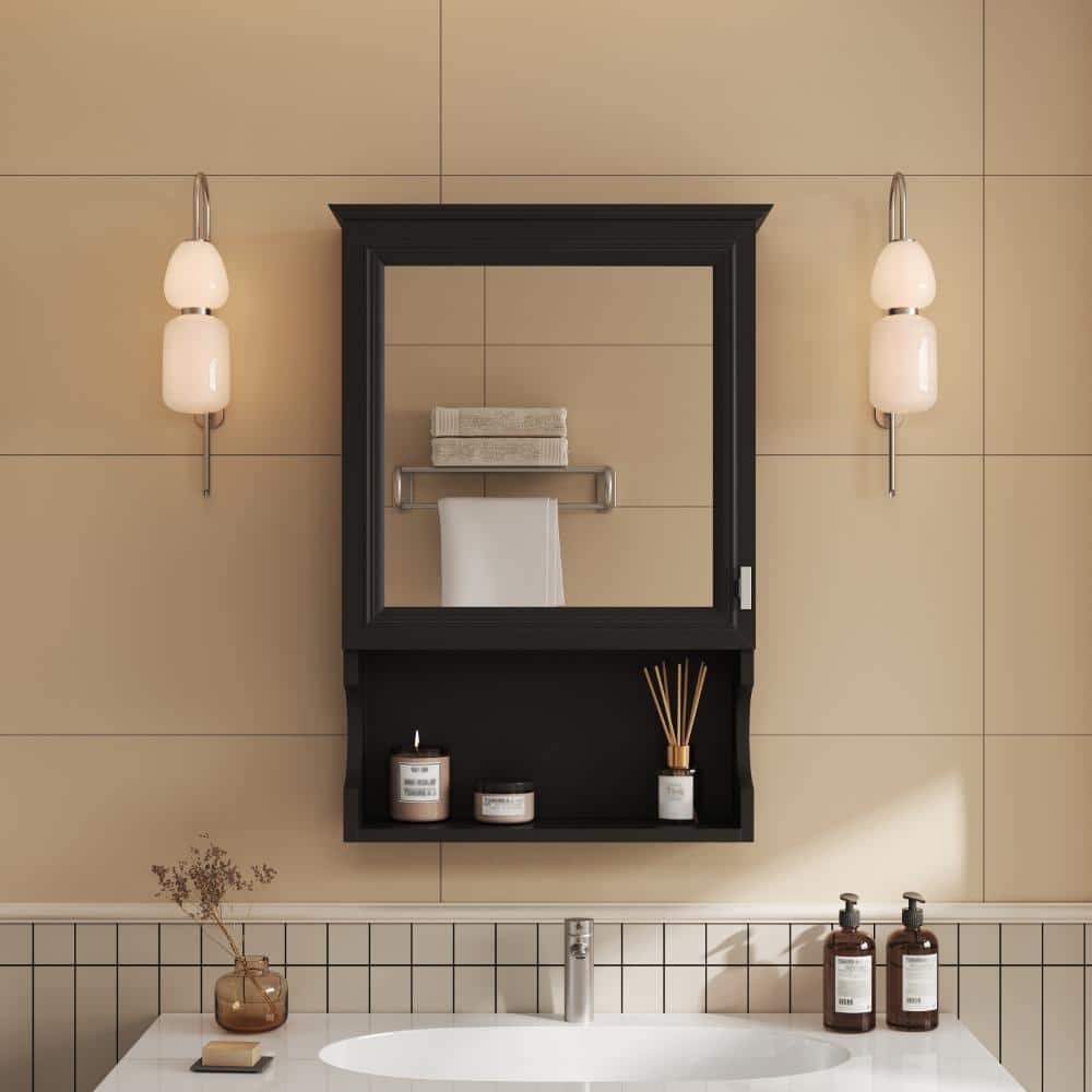 "20"" Wall Mounted Single Door Mirrored Medicine Cabinet, Over Toilet Bathroom Storage" price history on PriceWatchPro