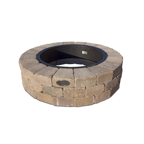 Necessories Grand 48 in. W x 12 in. H Round Concrete Beechwood Fire Pit Kit