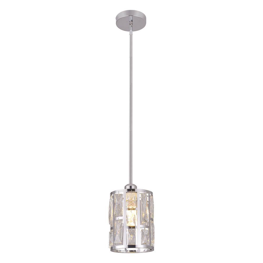 60-Watt 1-Light Silver Modern Crystal Pendant Light with Adjustable Height and Clear Glass Shade, No Bulbs Included price history on PriceWatchPro