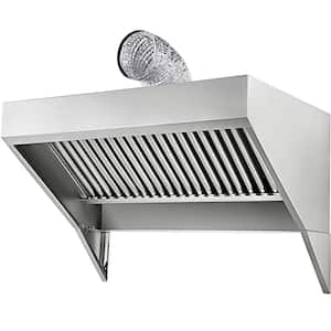 Concession Trailer Hood 4 ft. X 30 in. Food Truck Hood Exhaust Stainless Steel Concession Hood Vent, Silver