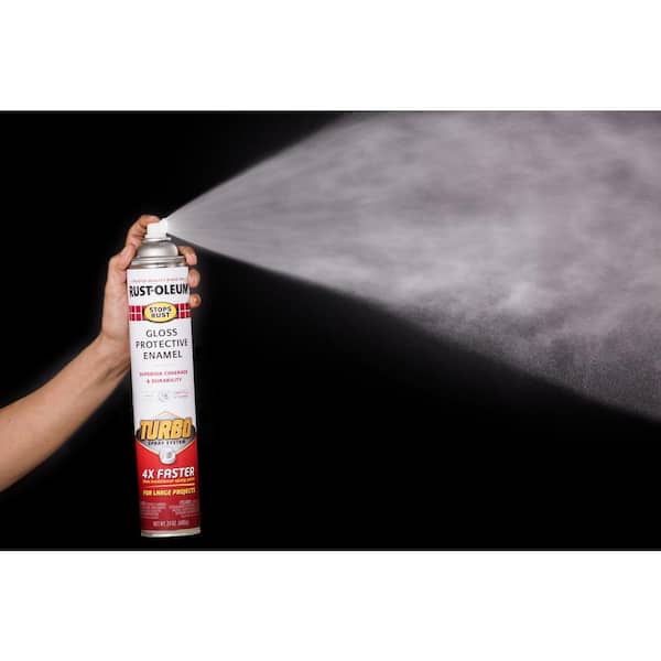 White, Rust-Oleum Stops Rust Gloss Turbo Protective Enamel Spray  Paint-334133, 24 oz 