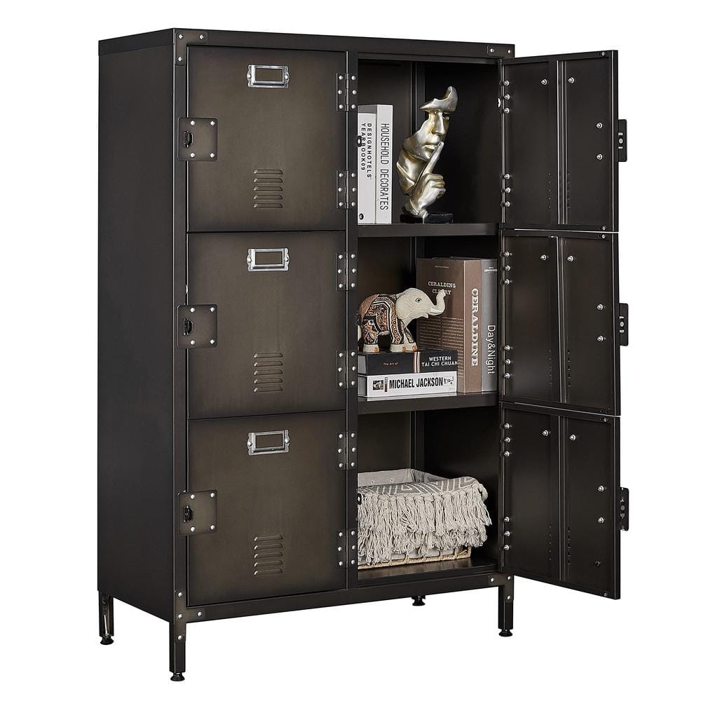 CJC 6 Doors Storage Cabinet with Card Slot, Metal Locker Organizer