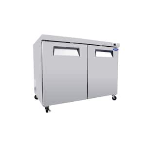 48.43 in. 14.1 cu. ft. Auto/Cycle Defrost Upright Freezer in Stainless Steel, Two Door Undercounter Freezer