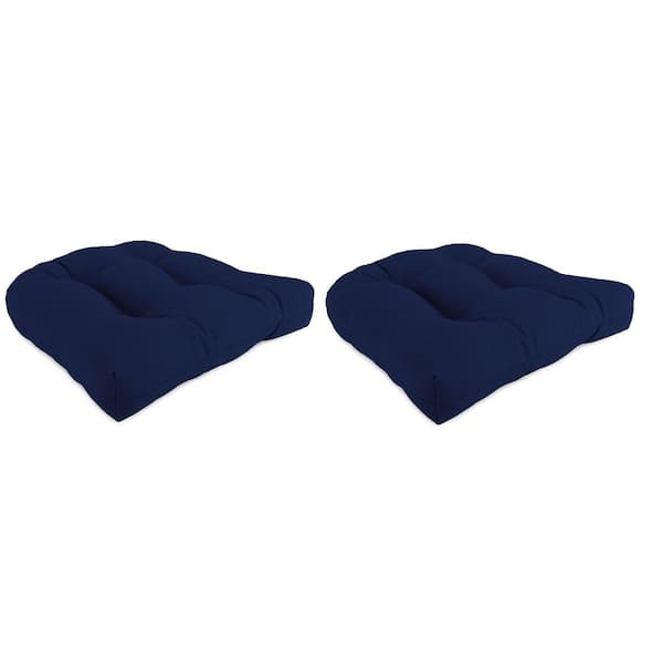 Jordan Manufacturing 19 in. L x 19 in. W x 4 in. T Tufted Outdoor Wicker Seat Cushion in Canvas Navy (2-Pack)