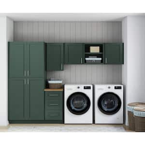 Richmond Aspen Green Plywood Shaker Stock Ready Assemble Kitchen-Laundry Wall Cabinet Kit 24 in. W. x 84 in. x 120 in.