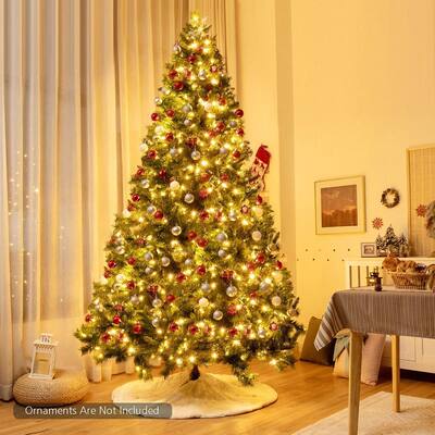 9 ft. Pre-Lit Artificial Christmas Tree Hinged Xmas Tree with 8 Flash Modes