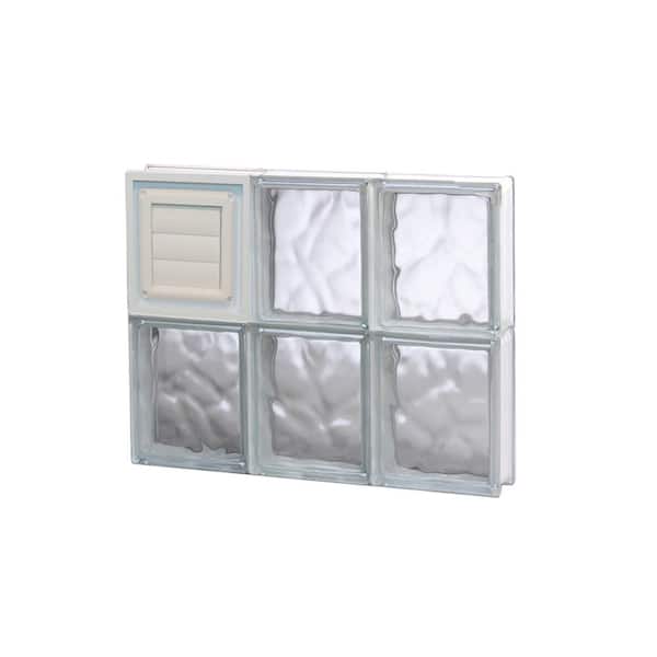 Clearly Secure 17.25 in. x 15.5 in. x 3.125 in. Frameless Wave Pattern Glass Block Window with Dryer Vent