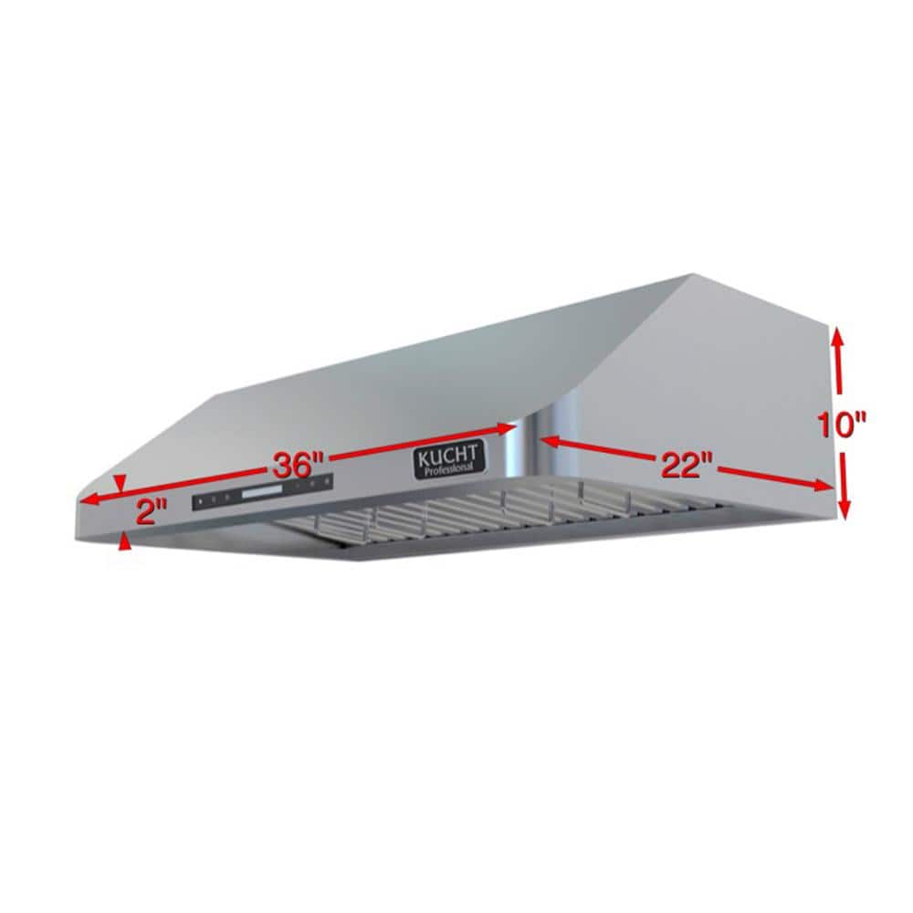 Kucht 36" Stainless Steel Under Cabinet Range Hood with LED Lights