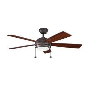 Starkk 52 in. Integrated LED Indoor Olde Bronze Downrod Mount Ceiling Fan with Light Kit and Pull Chain