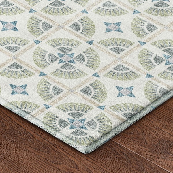 Mayfield Premium Machine Washable Abstract AMF2552 Ivory 2 ft. x 3 ft. Accent Rug