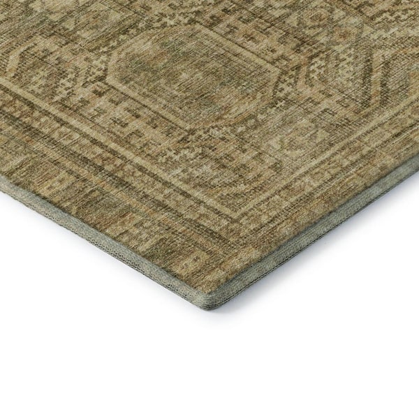 Mayfield Premium Machine Washable Abstract AMF1920 Khaki 9 ft. x 12 ft. Area Rug