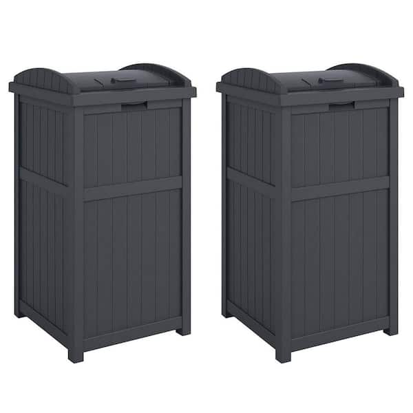 33 Gal. Cyberspace Resin Trash Can with Attached Lid, 2 Pack