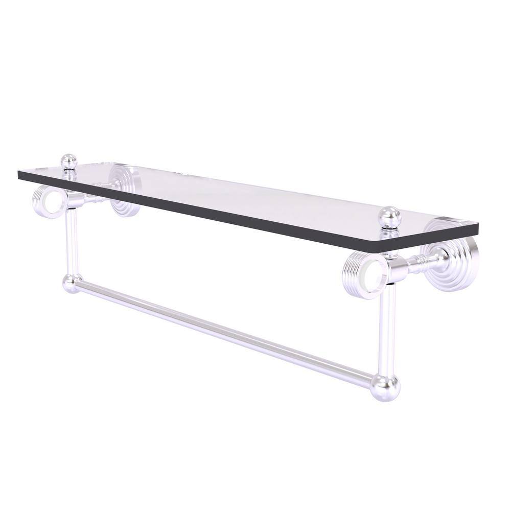 Pacific Grove 22 in. W x 6.4 in. H x 5.13 D Glass Rectangular Shelf in Satin Chrome with Towel Bar and Groovy Accents price history on PriceWatchPro