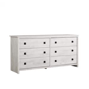 Bancroft Washed White 6 Drawer 17.25"D x 60"W x 29"H Dresser