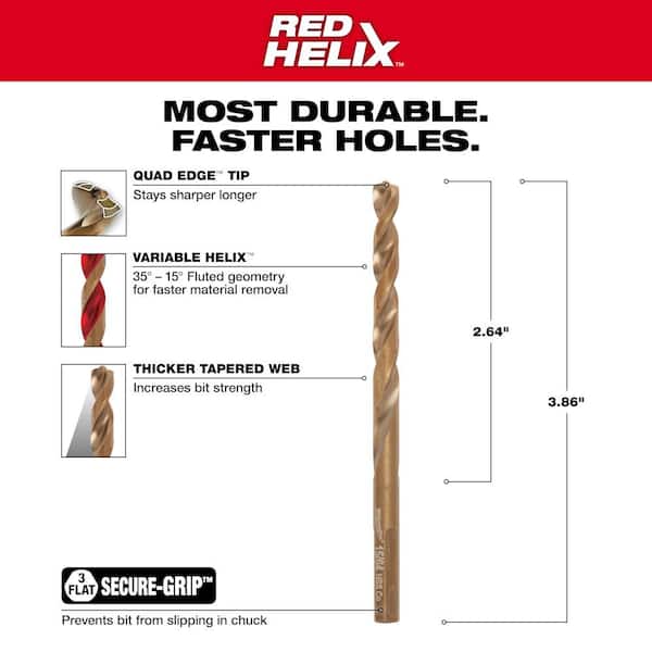 Milwaukee 15/64 in. Cobalt Red Helix Drill Bit 48-89-2312 - The