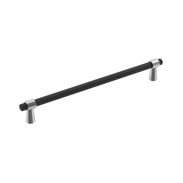 Amerock Mergence 8-13/16 in. (224mm) Modern Matte Black/Polished Chrome Bar Cabinet Pull