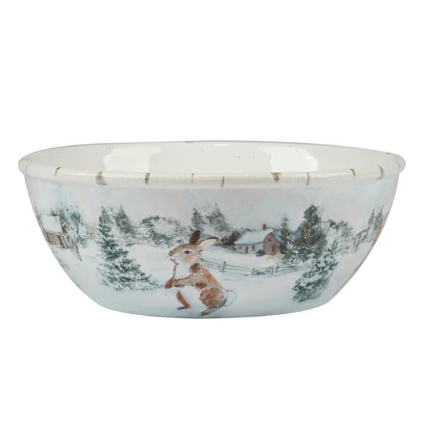 104 fl. oz. Multi-Colored Earthenware Winter's Frost Deep Bowl