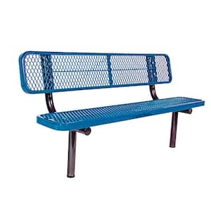 In-Ground 6 ft. Blue Diamond Commercial Park Bench with Back