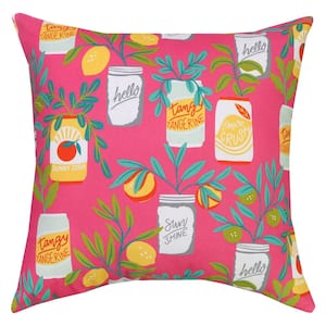 18 in. x 18 in. Citrus Pop Flamingo Outdoor Throw Pillow
