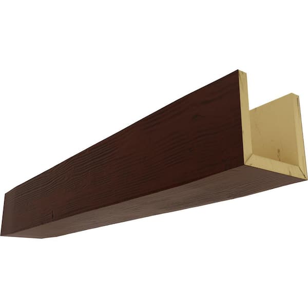 Ekena Millwork 10 in. x 12 in. x 12 ft. 3-Sided (U-Beam) Sandblasted Natural Pecan Faux Wood Ceiling Beam