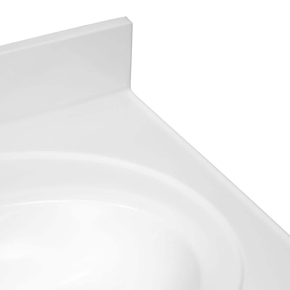 Solid White Cultured Marble Vanity Top with Integrated Oval Bowl, 25-inch