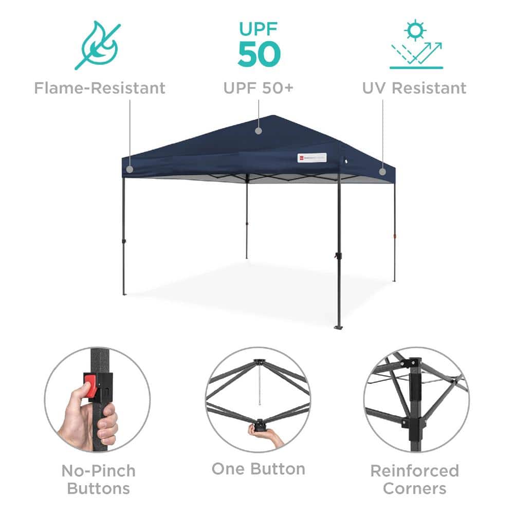 Blue 10x10ft Steel Pop-Up Canopy Tent with Wheeled Case