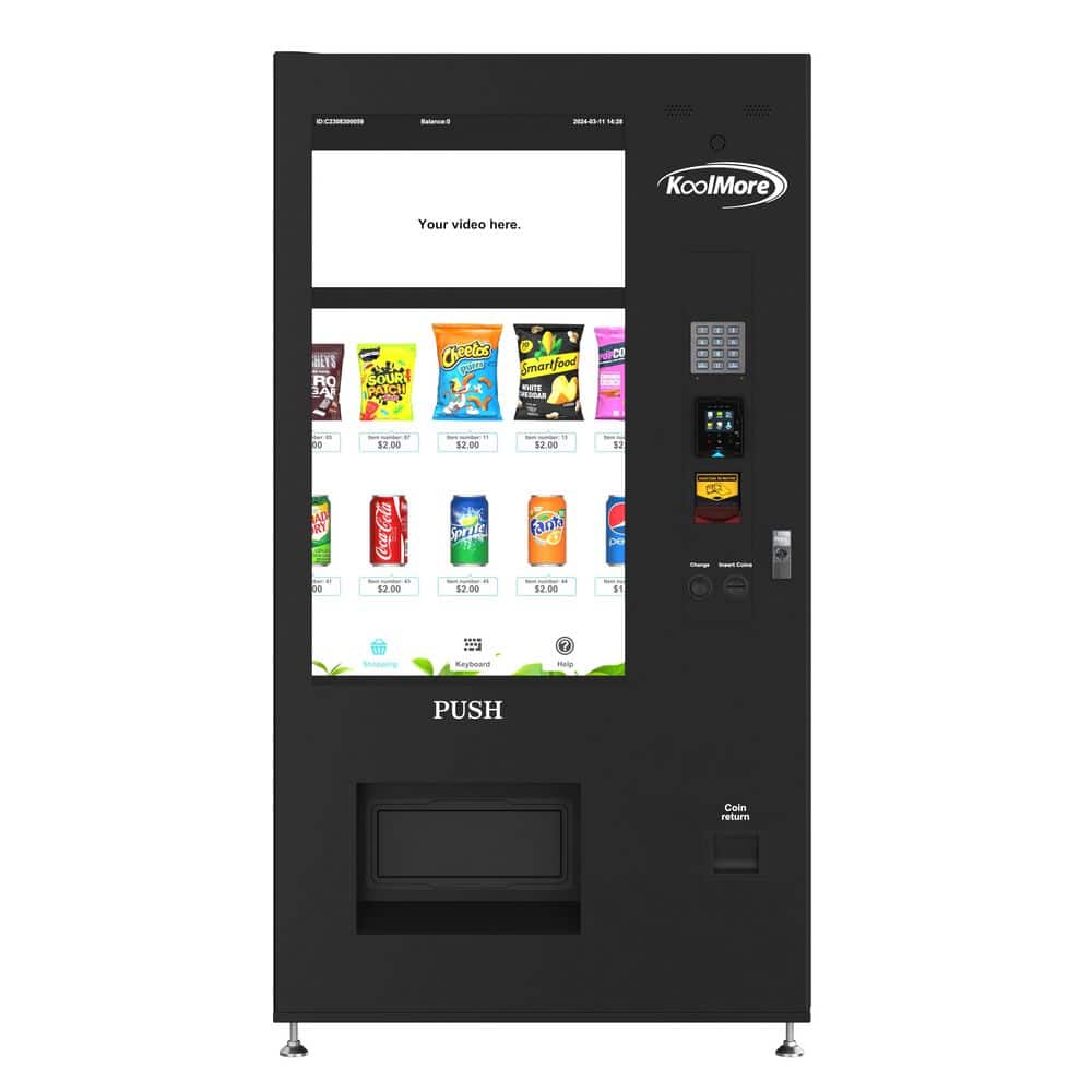 41.5 Commercial Refrigerator with 48 Slots, 49 in. Display, Bill Acceptor, Credit Card Reader, Wifi and 4G in Black