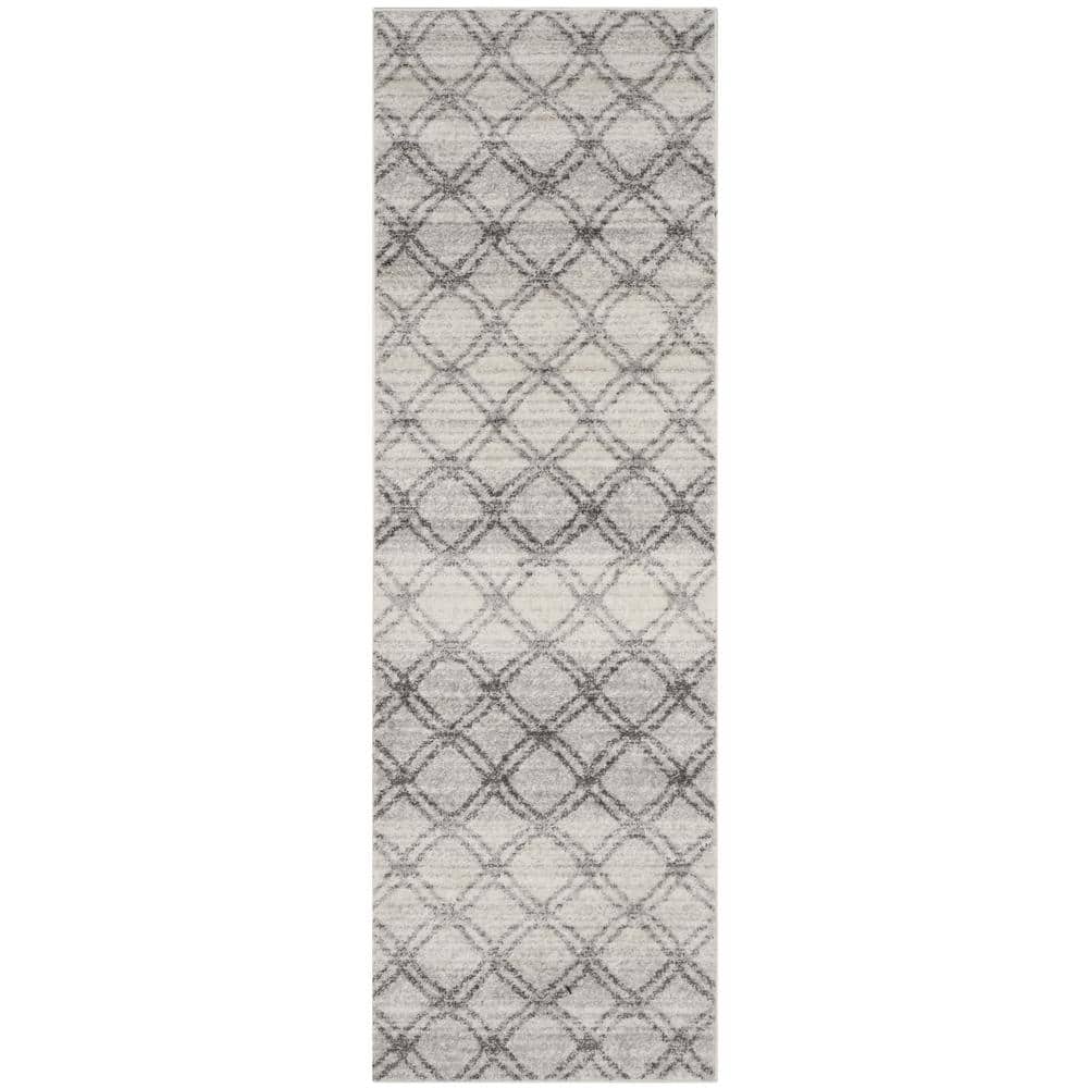 Ivory and Charcoal Synthetic Rectangle Area Rug