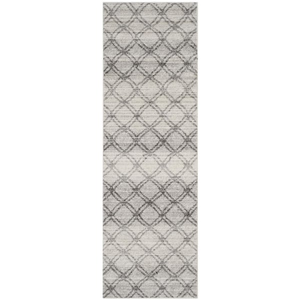SAFAVIEH Adirondack Silver/Charcoal 3 ft. x 6 ft. Geometric Distressed Runner Rug