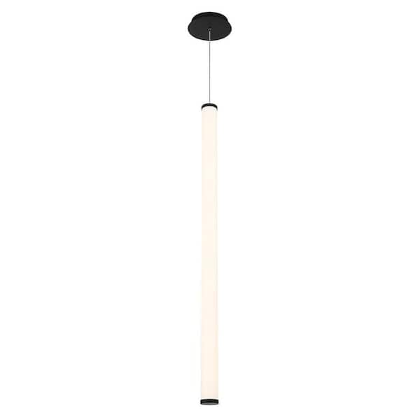 Flare 45 in. 42-Watt 1 light Black Tube Integrated LED Pendant Light with Acrylic Shade.