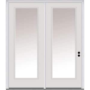 60 in. x 80 in. Clear Glass Primed Steel Prehung Left-Hand Inswing Full Lite Stationary Patio Door
