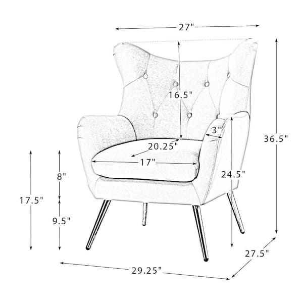 JAYDEN CREATION Jacob Orange Tufted Accent Wingback Chair with