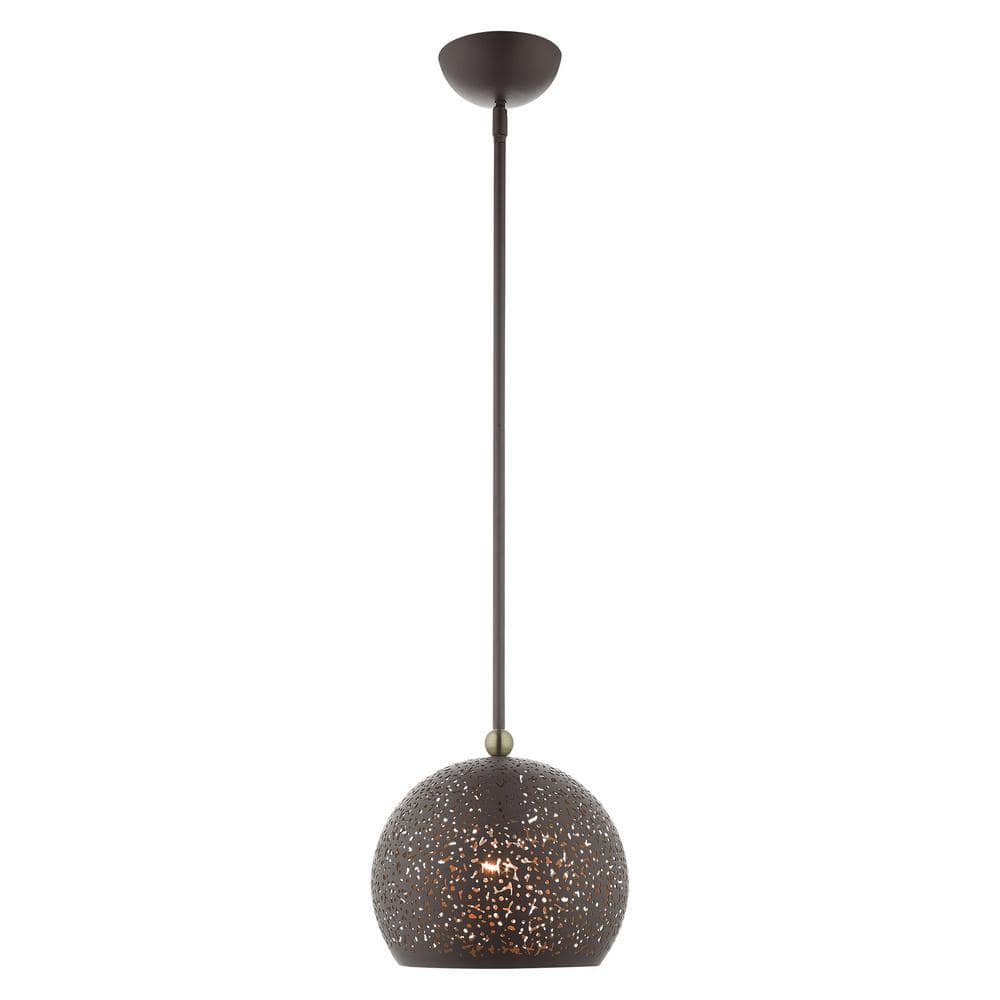 Bronze and Antique Brass 1-Light Globe Pendant