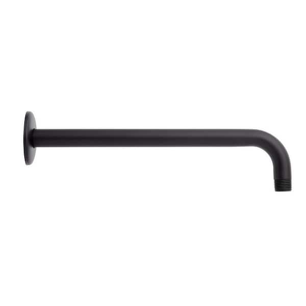 SIGNATURE HARDWARE Berwyn 12 in. Wall Mounted Shower Arm and Flange in Matte Black