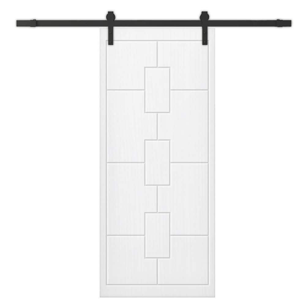 30 in. x 84 in. White Painted Composite MDF Paneled Interior Sliding Barn Door with Hardware Kit price history on PriceWatchPro