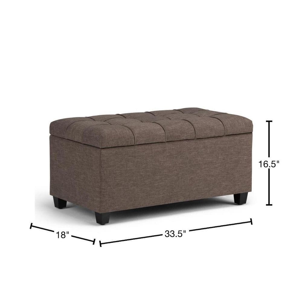 Fawn Brown Tufted Rectangular Storage Ottoman Bench