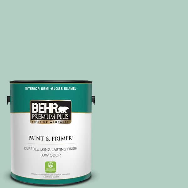 BEHR PREMIUM PLUS 1 gal. #M430-3 Wintergreen Dream Semi-Gloss Enamel Low Odor Interior Paint & Primer