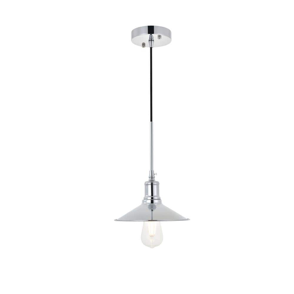 Timeless Home Edwards 1-Light Pendant in Chrome with 9 in. W x 2 in. H Shad