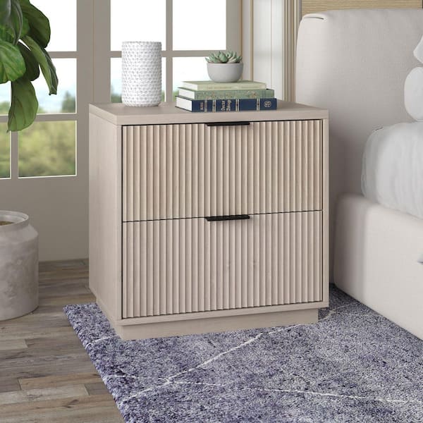 Yarden Alder White 2 Drawer 23.63 in. W Nightstand